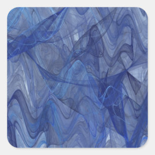 Pegatina cuadrada fractal abstracta azul