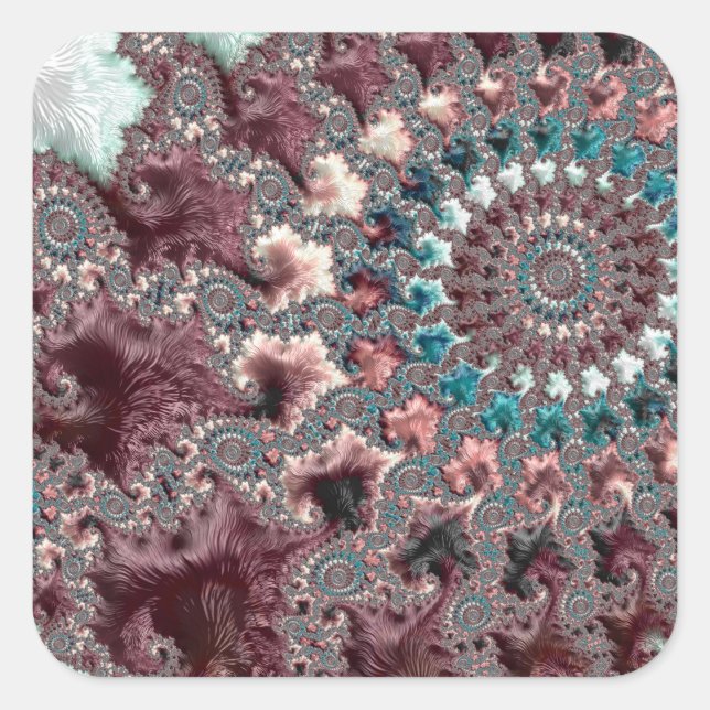 Pegatina Cuadrada Fractal bohemio (Anverso)