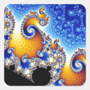 Pegatina Cuadrada Fractal de doble espiral satelital Mandelbrot Set