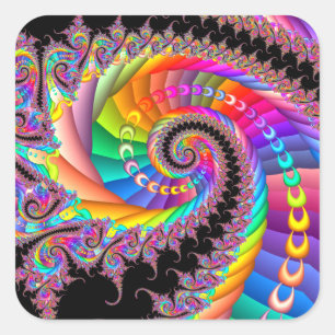 Pegatina Cuadrada Fractal de giro espiral