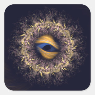 Pegatina Cuadrada Fractal Mandala