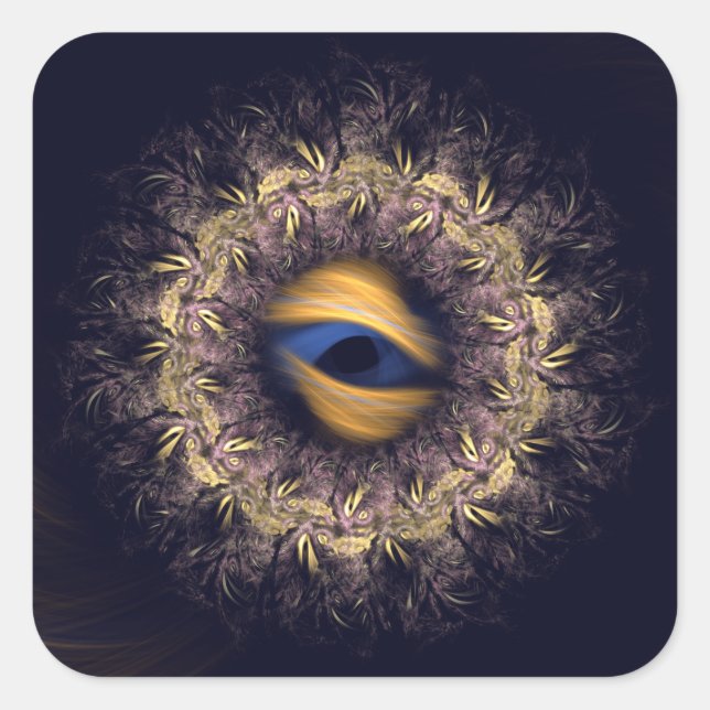 Pegatina Cuadrada Fractal Mandala (Anverso)