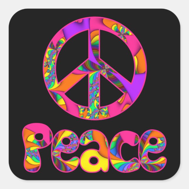 Pegatina Cuadrada Fractal Peace Color Me Bright Pegatinas (Anverso)