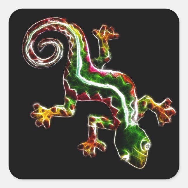 Pegatina Cuadrada Fractalius Lizard (Anverso)