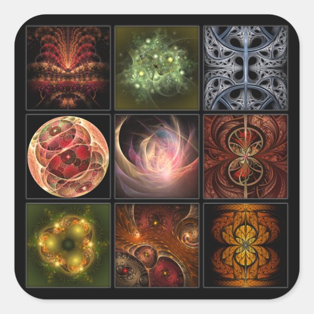 Pegatina Cuadrada Fractalworld (Anverso)