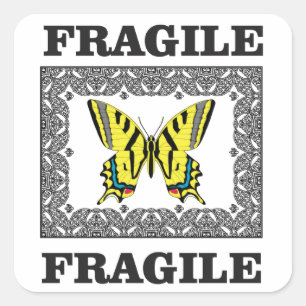 Pegatina Cuadrada frágil amarillo