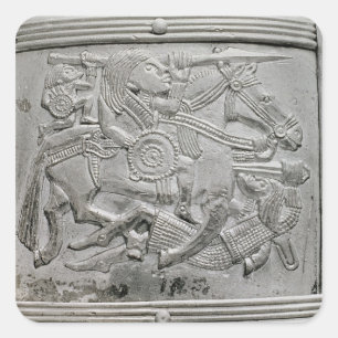 Pegatina Cuadrada Fragmento de casco, de Sutton Hoo Treasure