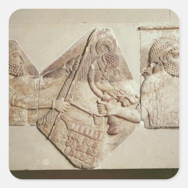 Pegatina Cuadrada Fragmento de un afluente medio que representa (Anverso)