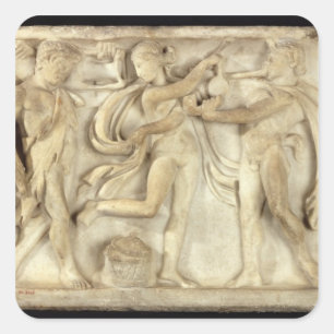 Pegatina Cuadrada Fragmento de un sarcófago