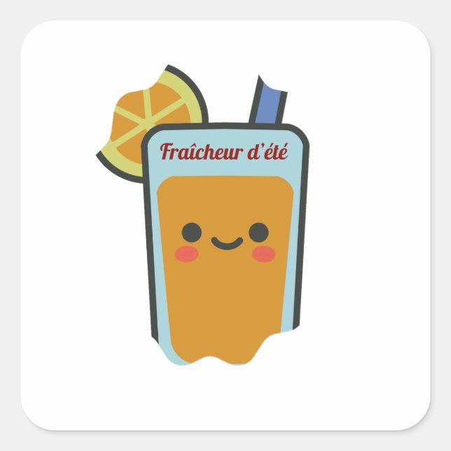 Pegatina Cuadrada Fraîcheur d'été (Anverso)