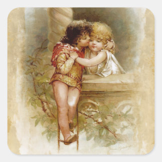 Pegatina Cuadrada Frances Brundage: Romeo y Julieta