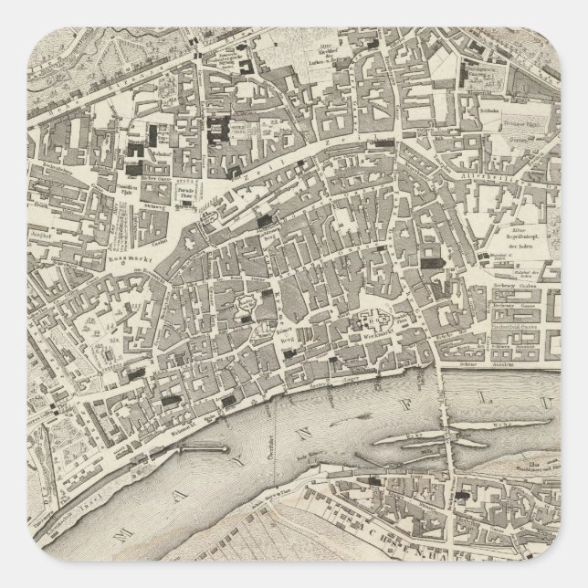 Pegatina Cuadrada Fráncfort, Alemania (Anverso)