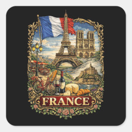 Pegatina Cuadrada Francia