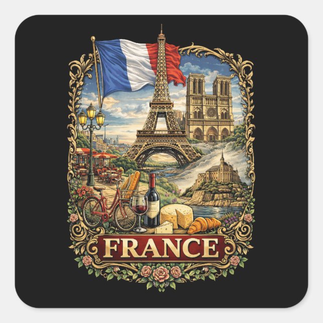 Pegatina Cuadrada Francia (Anverso)