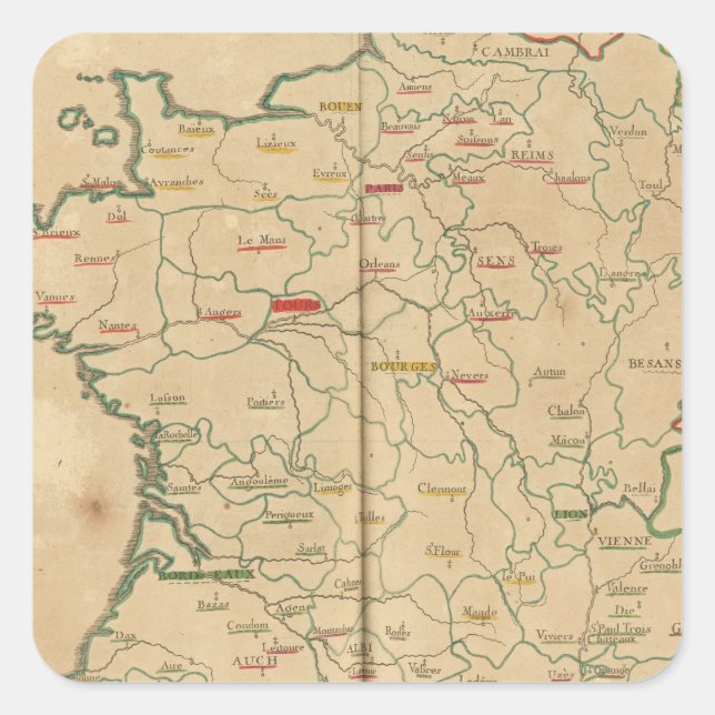 Pegatina Cuadrada Francia 32 (Anverso)