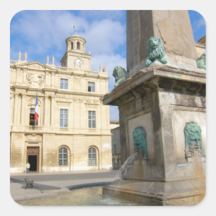 Pegatina Cuadrada Francia, Arles, Provenza, Place de la la