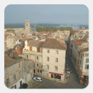 Pegatina Cuadrada Francia, Arles, Provenza, vistas a la ciudad desde