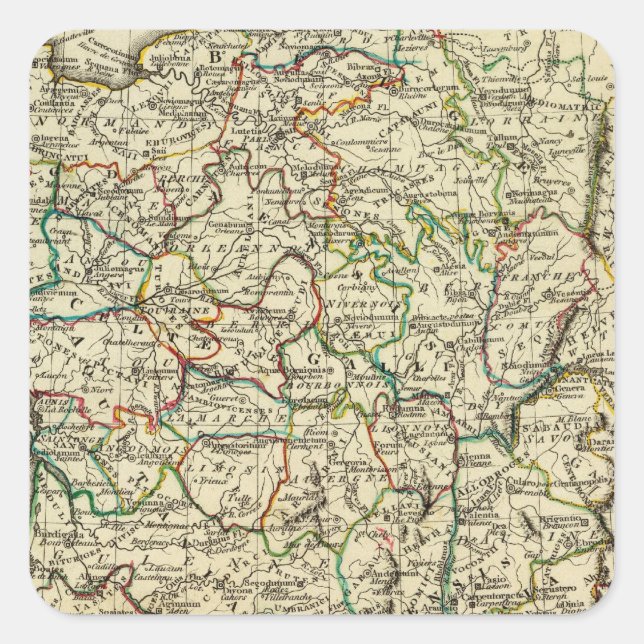 Pegatina Cuadrada Francia con límites delineados (Anverso)