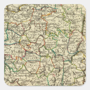 Pegatina Cuadrada Francia con los límites resumidos