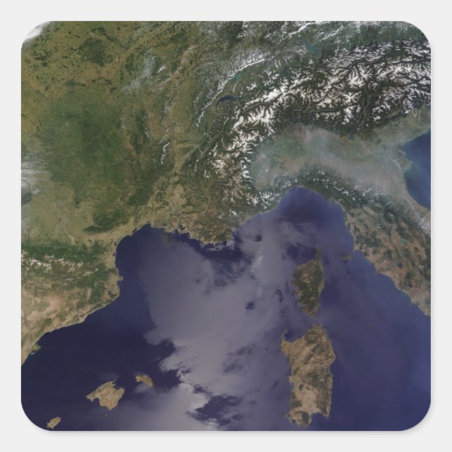 Pegatina Cuadrada Francia meridional e Italia septentrional (Anverso)