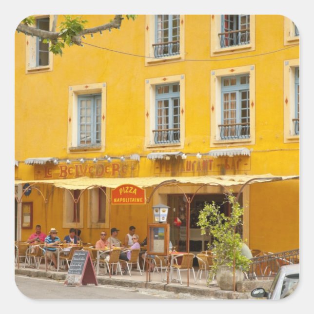 Pegatina Cuadrada Francia, Provenza, Moustiers-Ste-Marie. Crédito (Anverso)