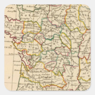 Pegatina Cuadrada Francia, provincias