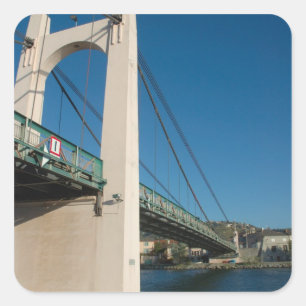 Pegatina Cuadrada Francia, Ródano-Alpes, Condrieu, puente a través