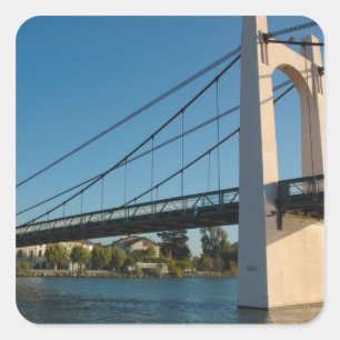 Pegatina Cuadrada Francia, Ródano-Alpes, Condrieu, puente sobre 2