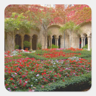 Pegatina Cuadrada Francia, St. Remy de Provence, claustros a las 3