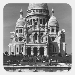 Pegatina Cuadrada Francia Vintage París Basílica Sacre Coeur