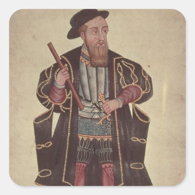 Pegatina Cuadrada Francisco de Almeida, ilustracion (Anverso)