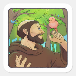 Pegatina Cuadrada Francisco de Asís
