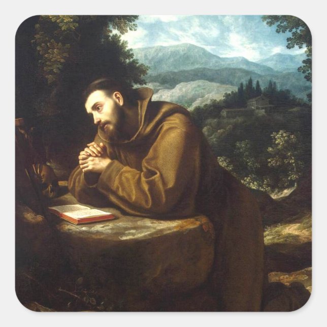 Pegatina Cuadrada Francisco de Asís (Anverso)
