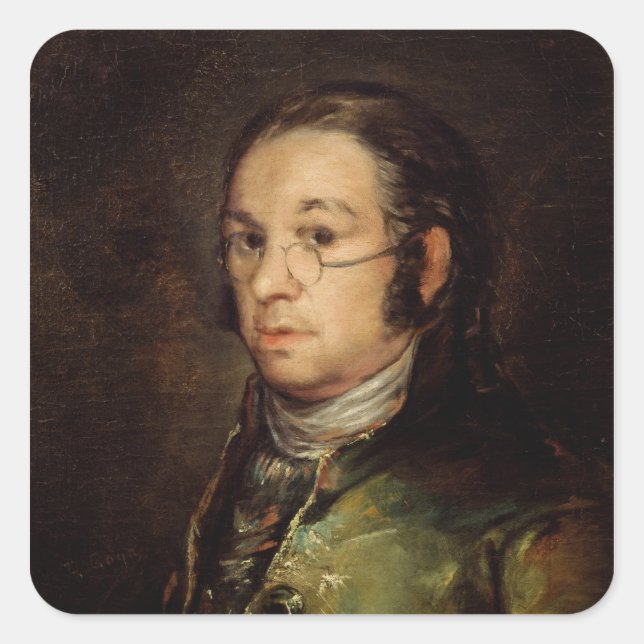 Pegatina Cuadrada Francisco José de Goya y Lucientes | Autorretrato (Anverso)