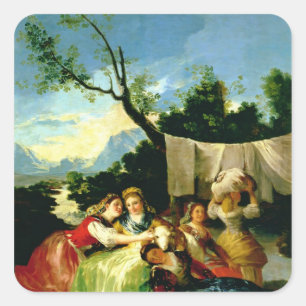 Pegatina Cuadrada Francisco José de Goya y Lucientes El Washerwom