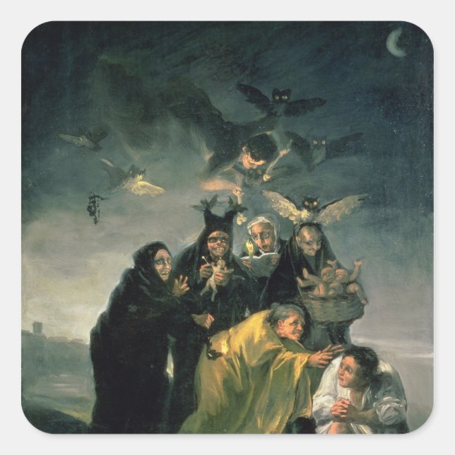 Pegatina Cuadrada Francisco José de Goya y Lucientes | Las brujas" (Anverso)