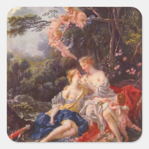 Pegatina Cuadrada Francois Boucher - Júpiter y Callisto