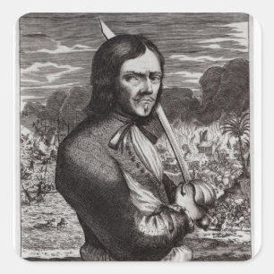 Pegatina Cuadrada Francois Lolonois, general del francés