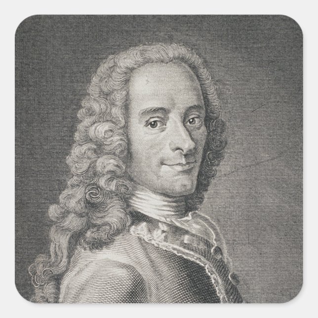 Pegatina Cuadrada Francois Marie Arouet de Voltaire (Anverso)