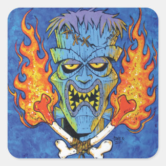 Pegatina Cuadrada Franken-Tiki