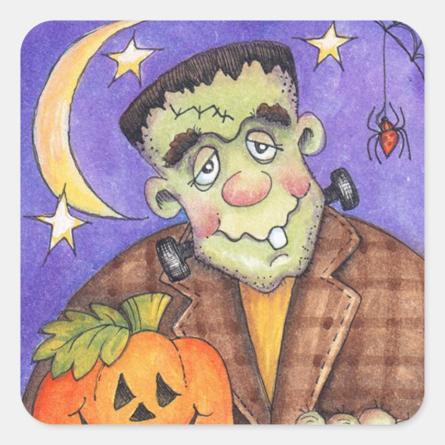 Pegatina Cuadrada Frankenstein (Anverso)