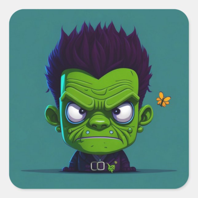 Pegatina Cuadrada Frankenstein lindo (Anverso)