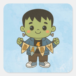Pegatina Cuadrada Frankie Baby Shower Sticker Sheet – Halloween Baby