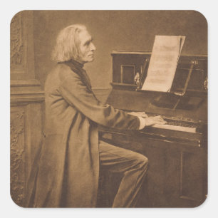 Pegatina Cuadrada Franz Liszt en el piano