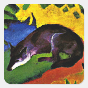 Pegatina Cuadrada Franz Marc - Fox azul