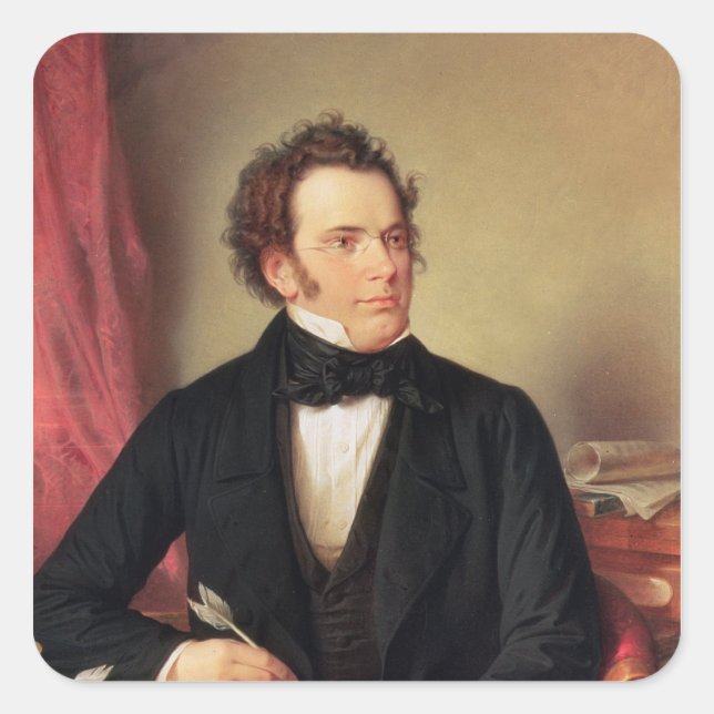 Pegatina Cuadrada Franz Peter Schubert (Anverso)