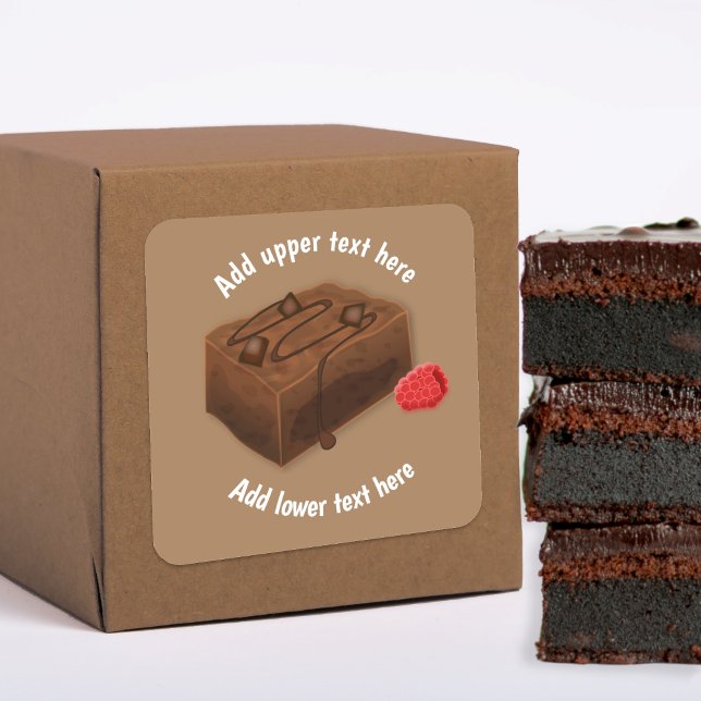 Pegatina Cuadrada Frasco de Brownie de chocolate - texto Personaliza (Subido por el creador)