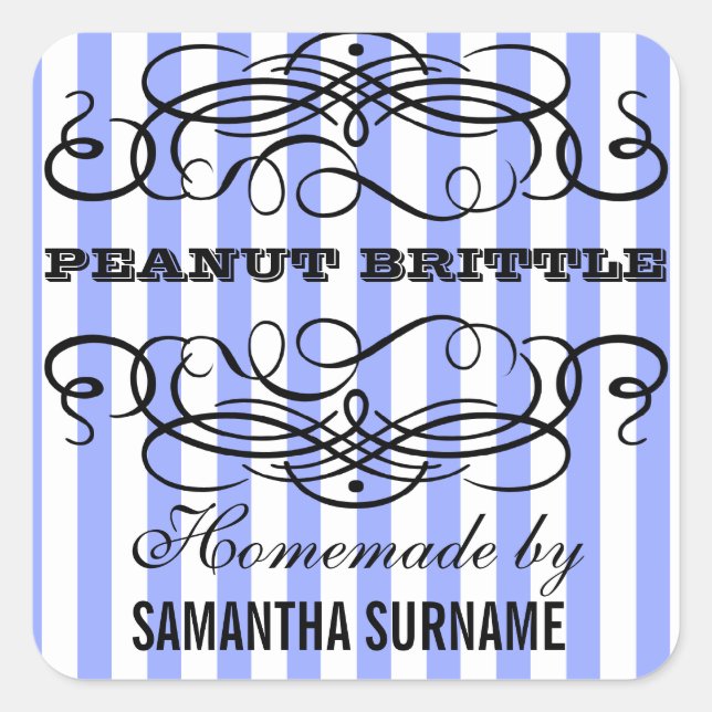 Pegatina Cuadrada Frasco de caramelo casero (Anverso)