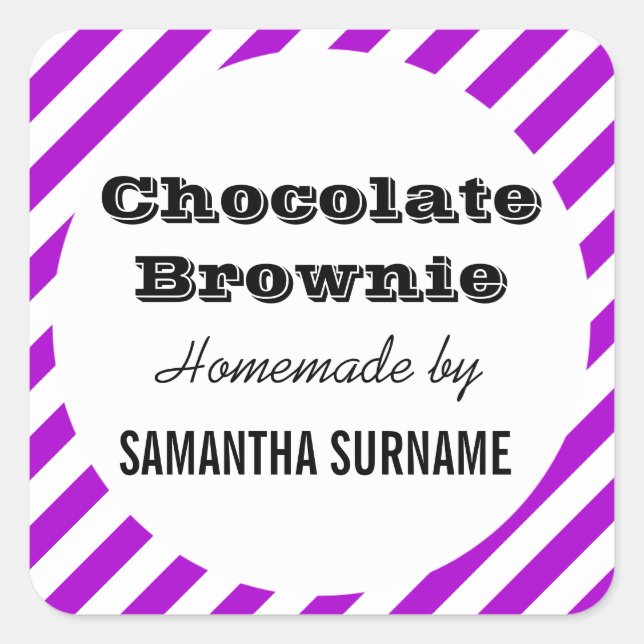 Pegatina Cuadrada Frasco de caramelo casero (Anverso)