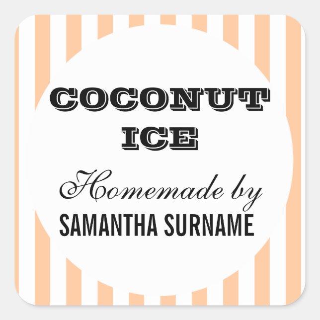 Pegatina Cuadrada Frasco de caramelo casero (Anverso)